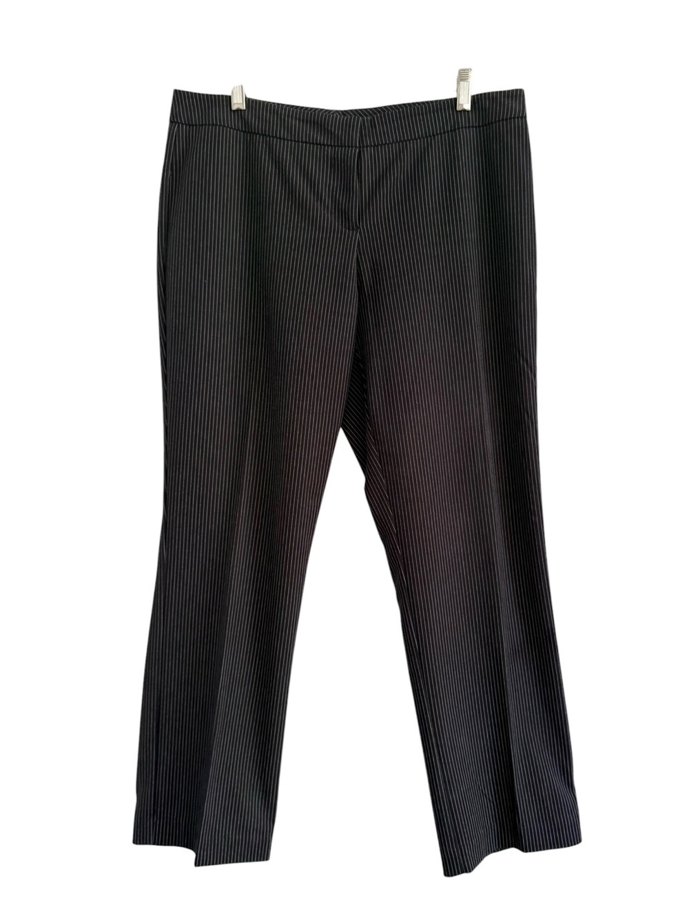 Women’s Black Pinstripe Mid Rise Straight Leg Dress Pants Trousers Size 12 P - Picture 6 of 16